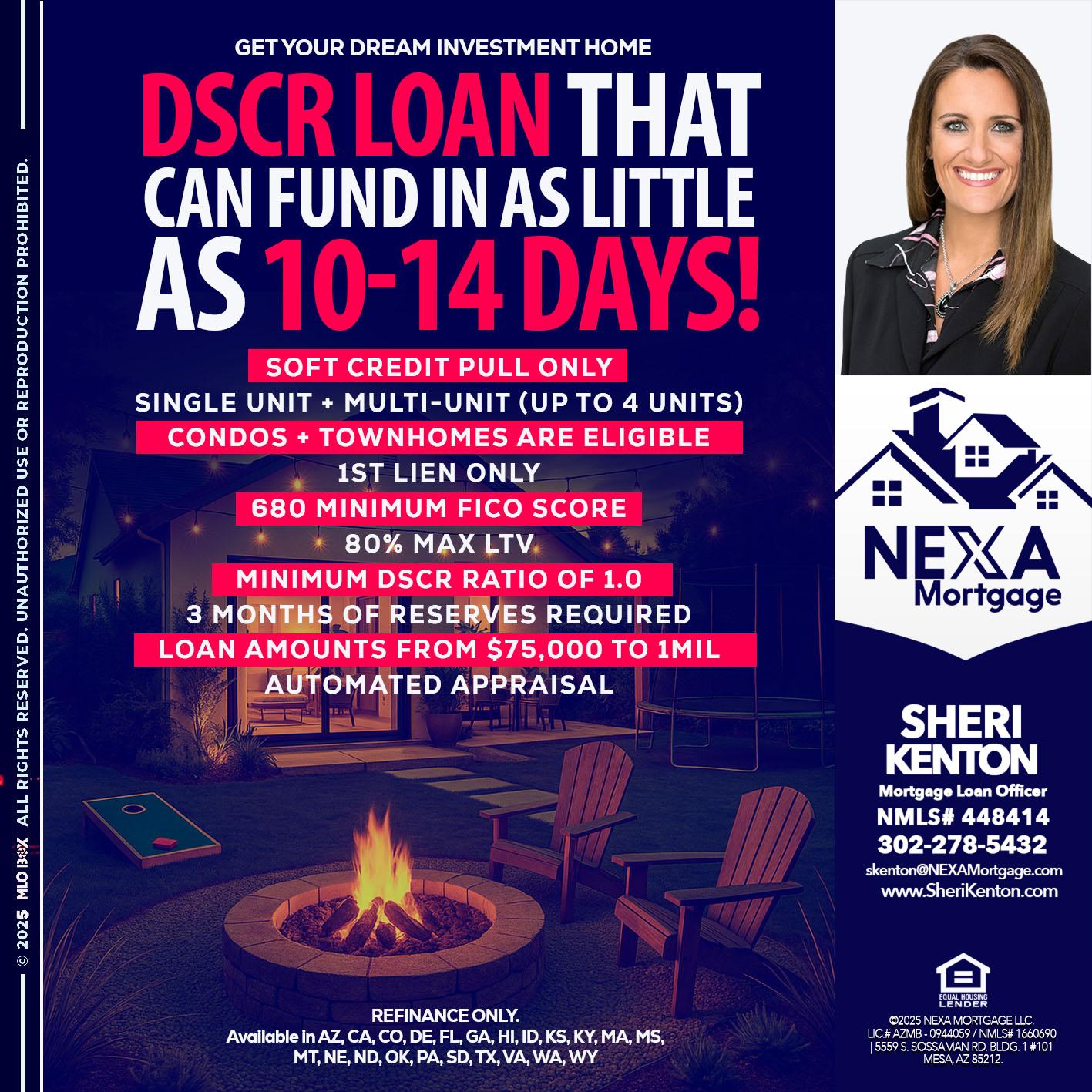 DSCR LOAN - Sheri Kenton -Mortgage Loan Officer