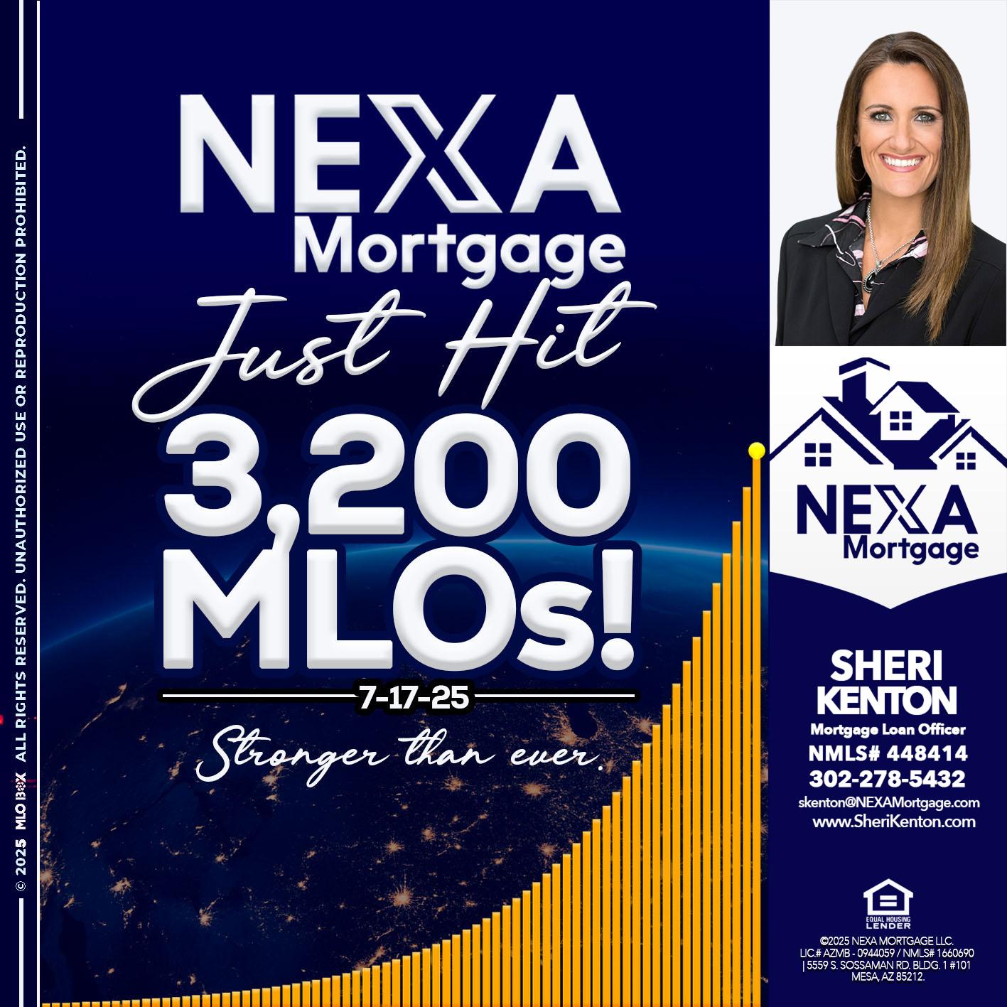 JUST HIT 3,200 MLOs - Sheri Kenton -Mortgage Loan Officer
