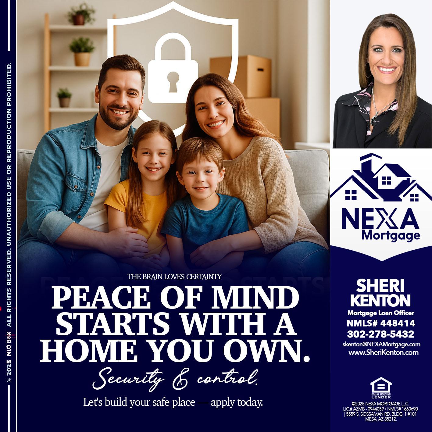 peace of mind - Sheri Kenton -Mortgage Loan Officer