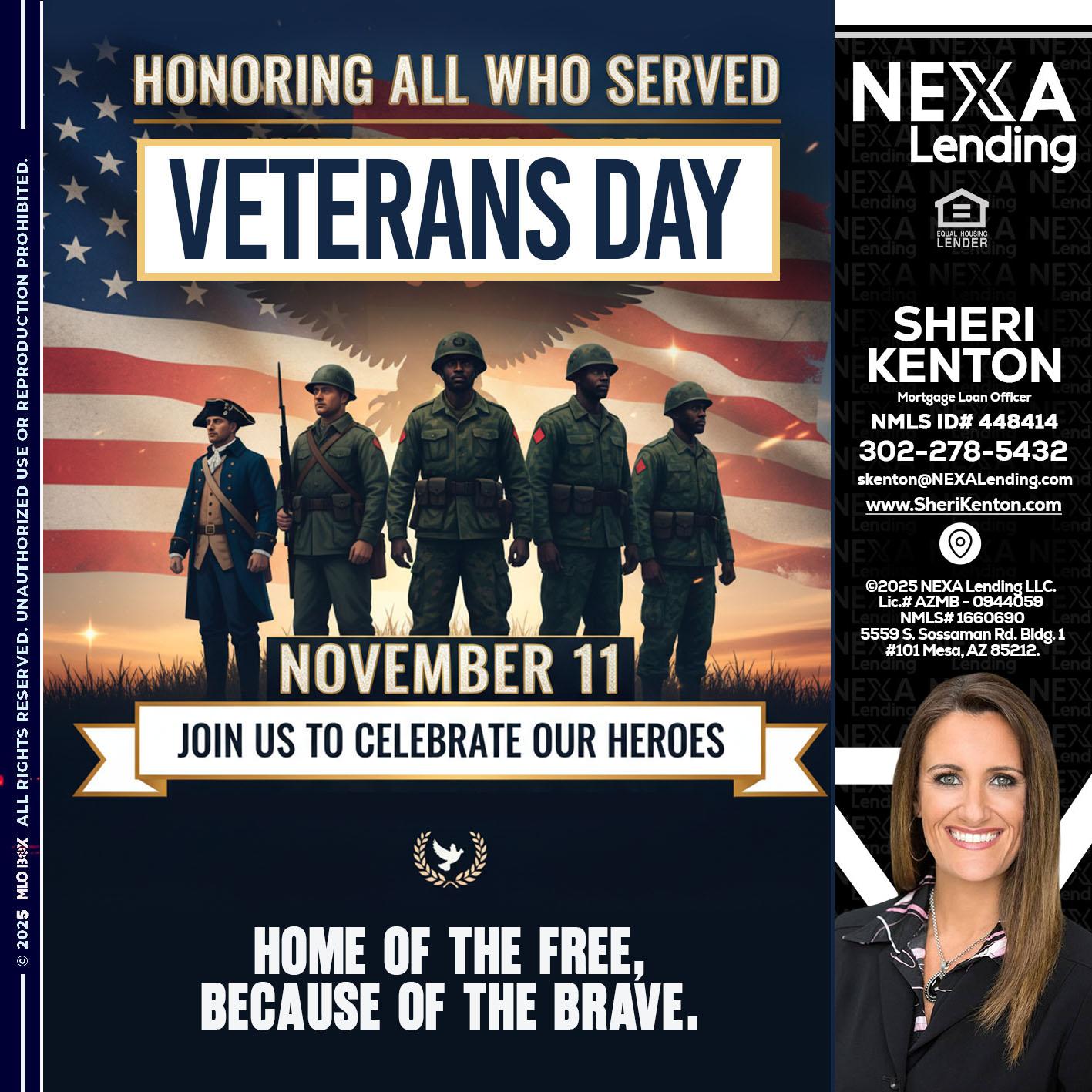 VETERANS DAY - Sheri Kenton -Mortgage Loan Officer