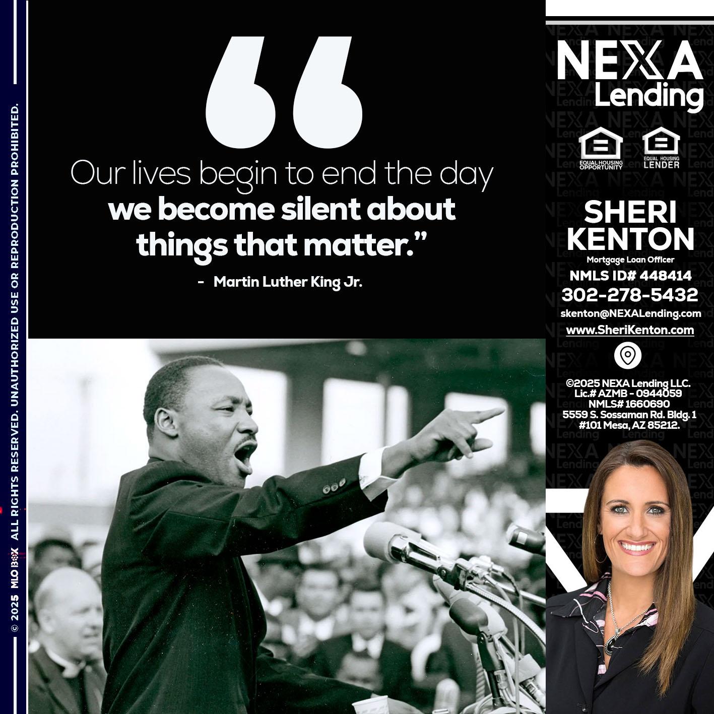 our lives MLK DAY - Sheri Kenton -Mortgage Loan Officer