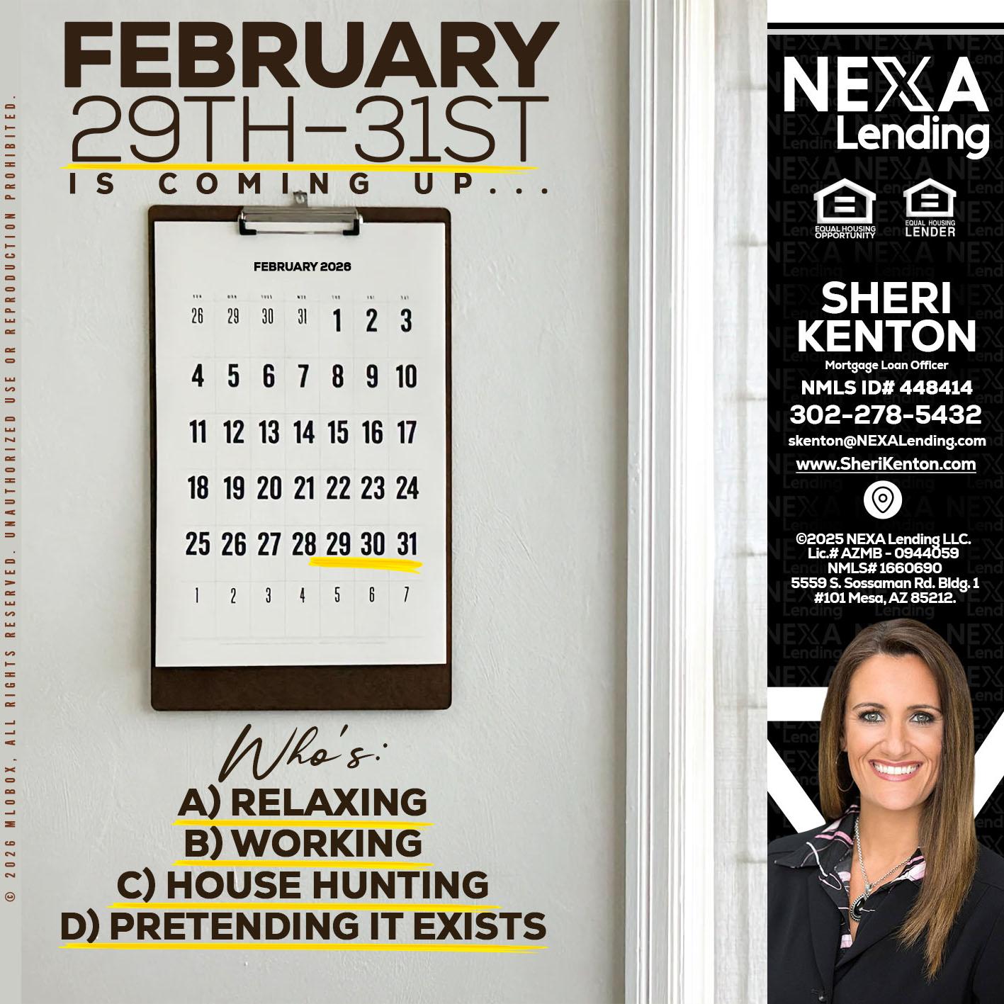 FEBRUARY 29-31 - Sheri Kenton -Mortgage Loan Officer