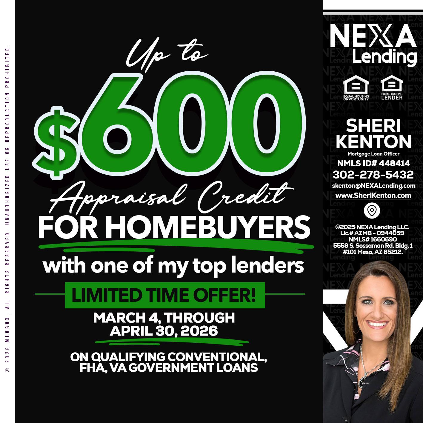 UP TO 600 - Sheri Kenton -Mortgage Loan Officer