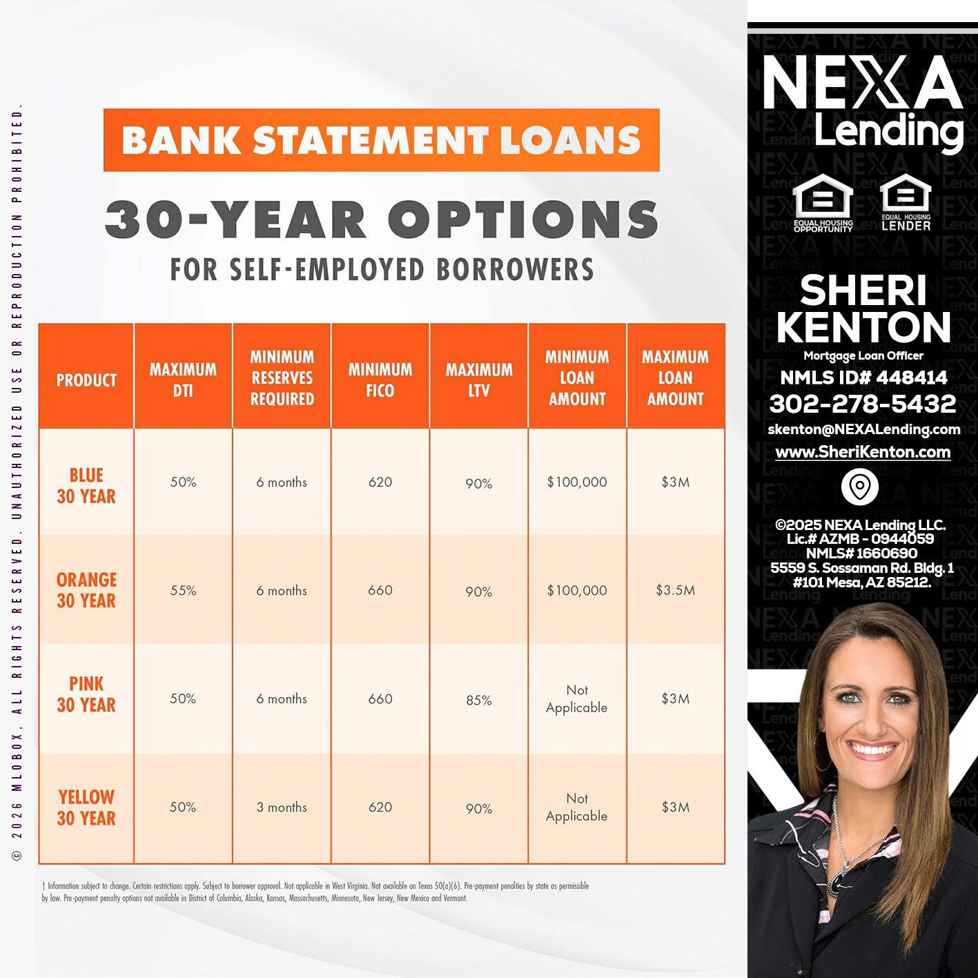 30 YEARS OPTIONS - Sheri Kenton -Mortgage Loan Officer