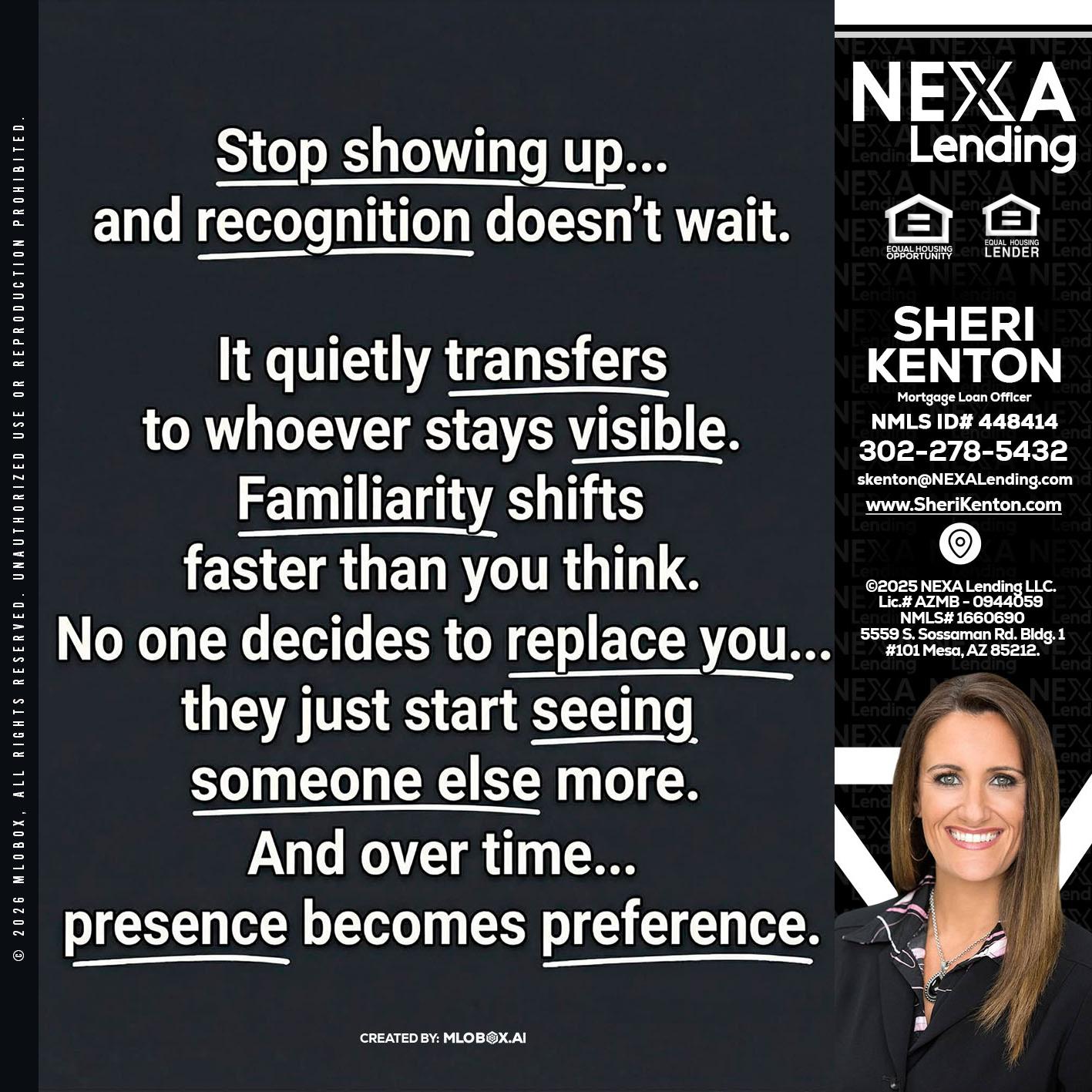 STOP SHOWING - Sheri Kenton -Mortgage Loan Officer