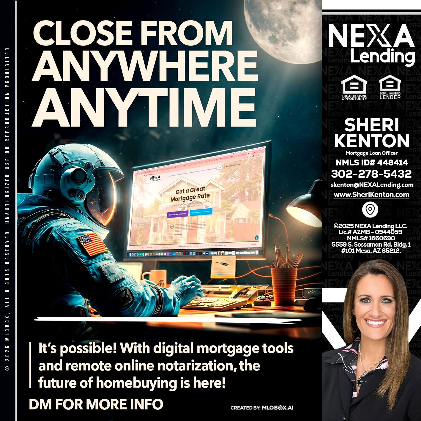 CLOSE FROM - Sheri Kenton -Mortgage Loan Officer