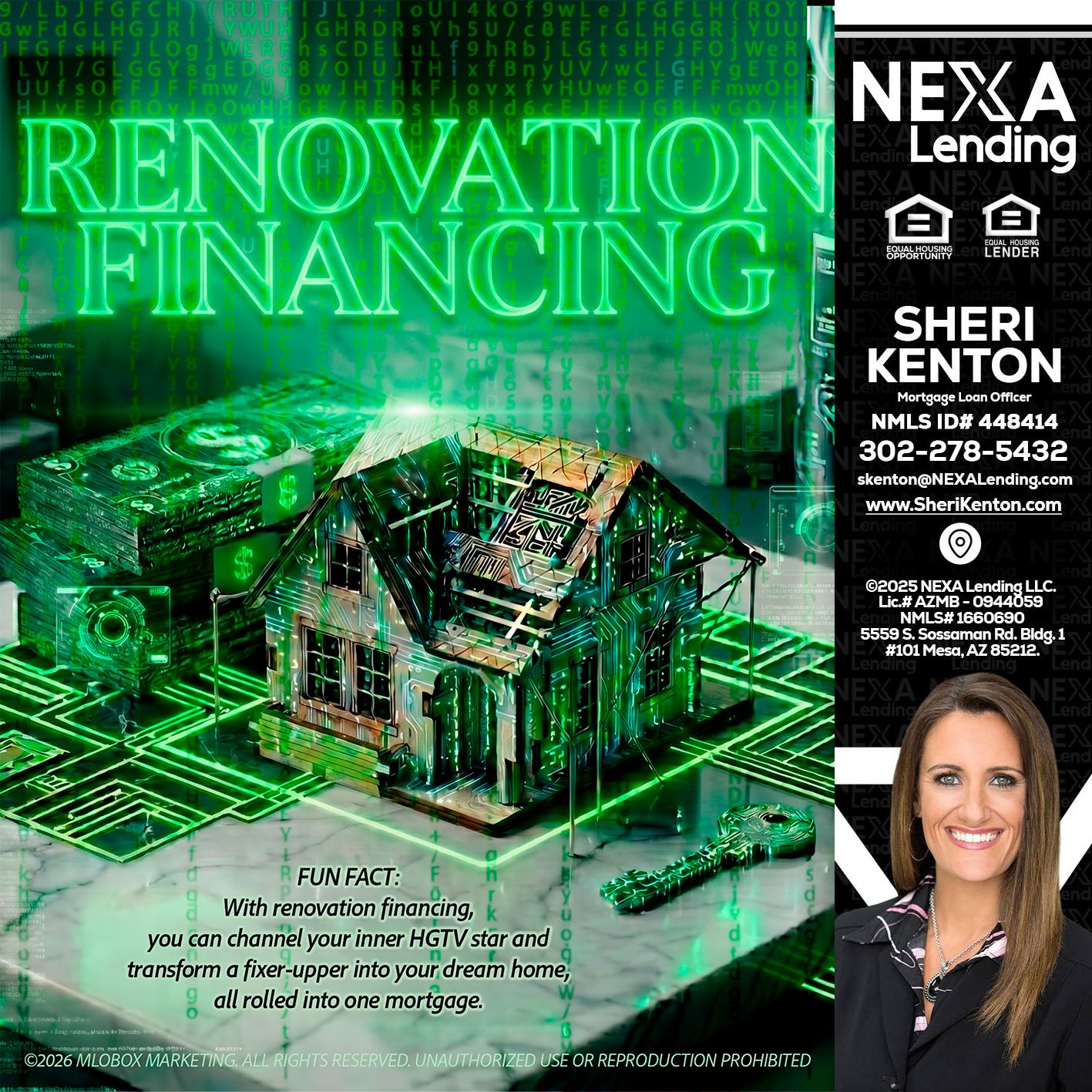 RENOVATION FINANCING - Sheri Kenton -Mortgage Loan Officer