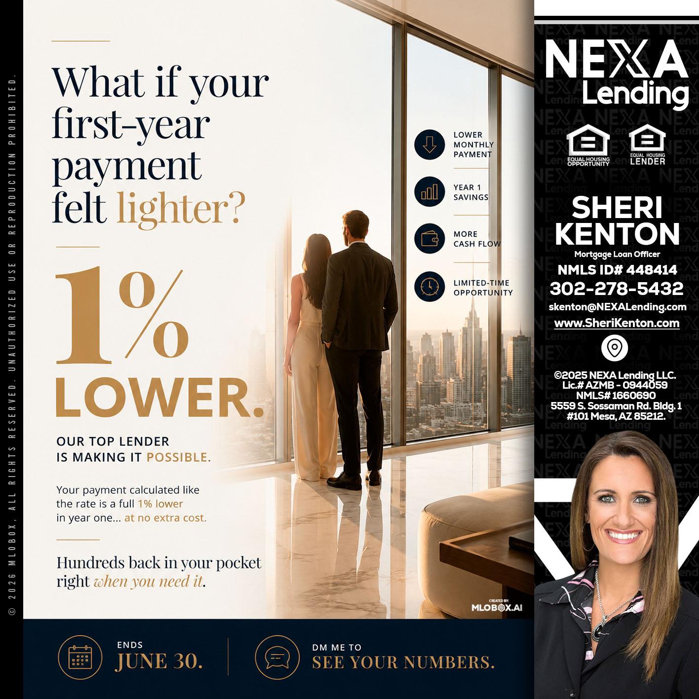 1% lower - Sheri Kenton -Mortgage Loan Officer