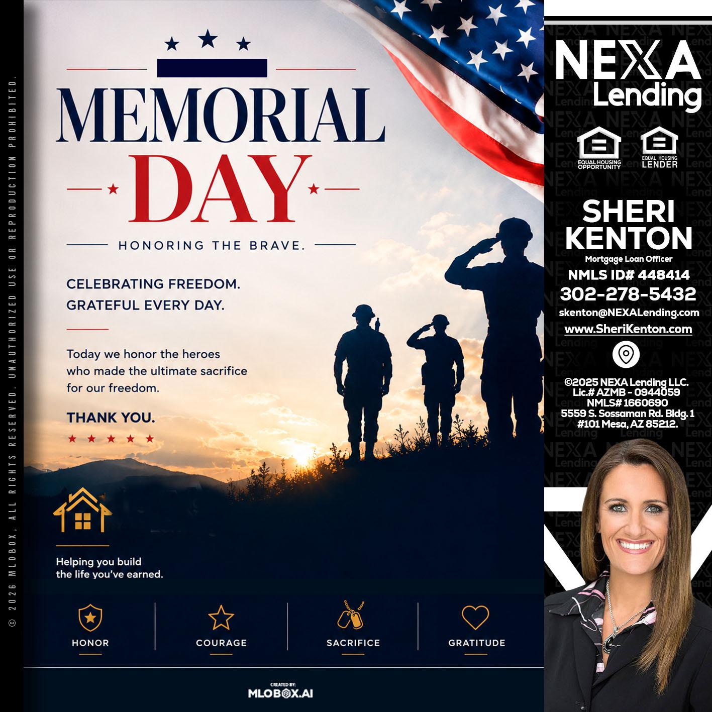 MEMORIAL DAY - Sheri Kenton -Mortgage Loan Officer