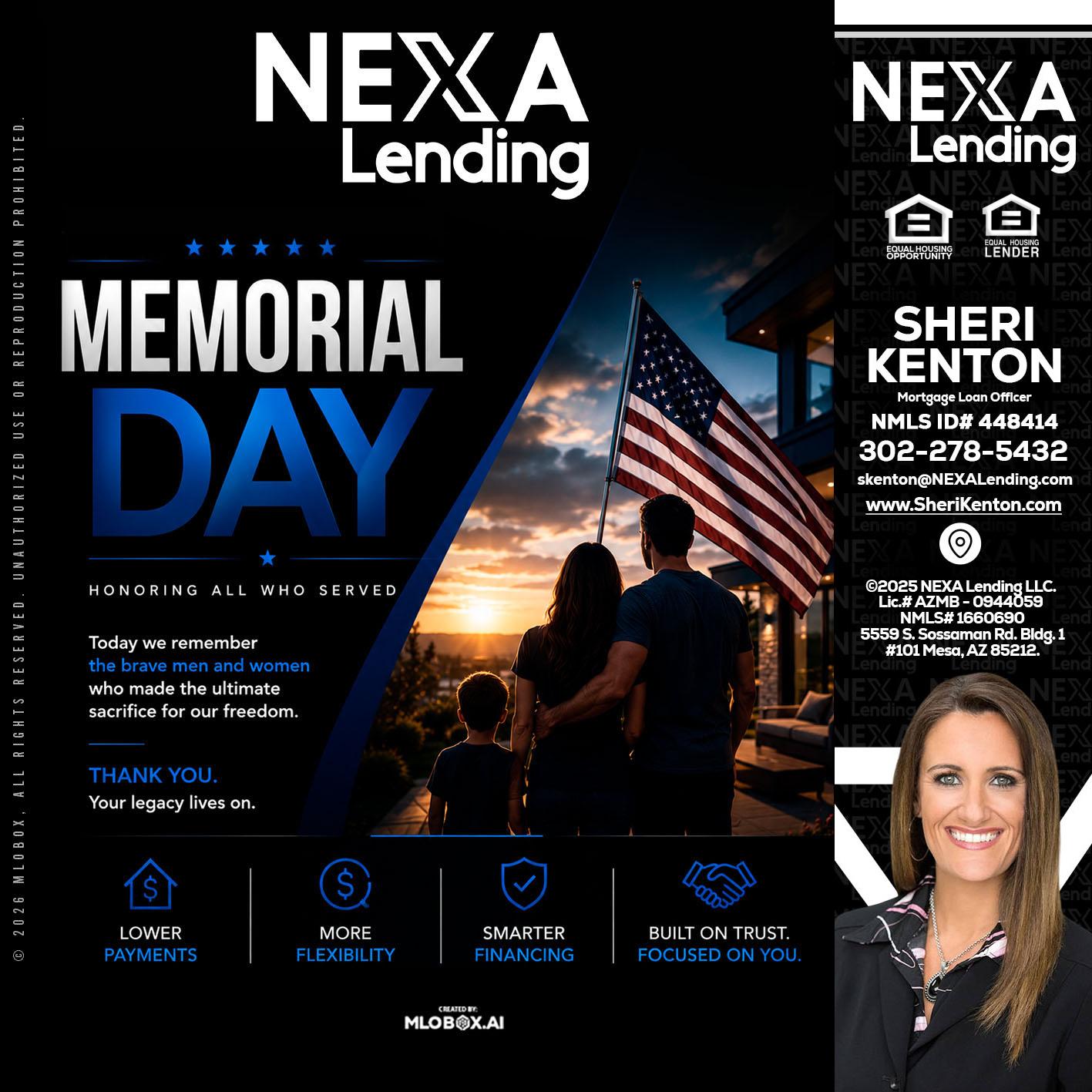 MEMORIAL DAY - Sheri Kenton -Mortgage Loan Officer